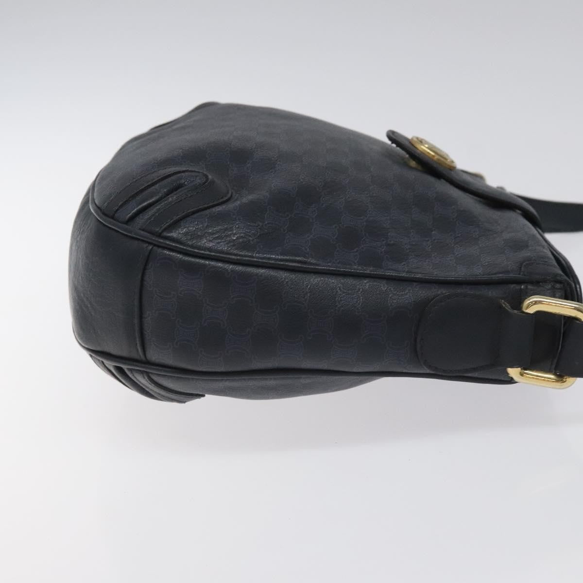 Celine Vintage Macadam Shoulder Bag Canvas and Leather, BLACK, CANVAS, Shoulder bag