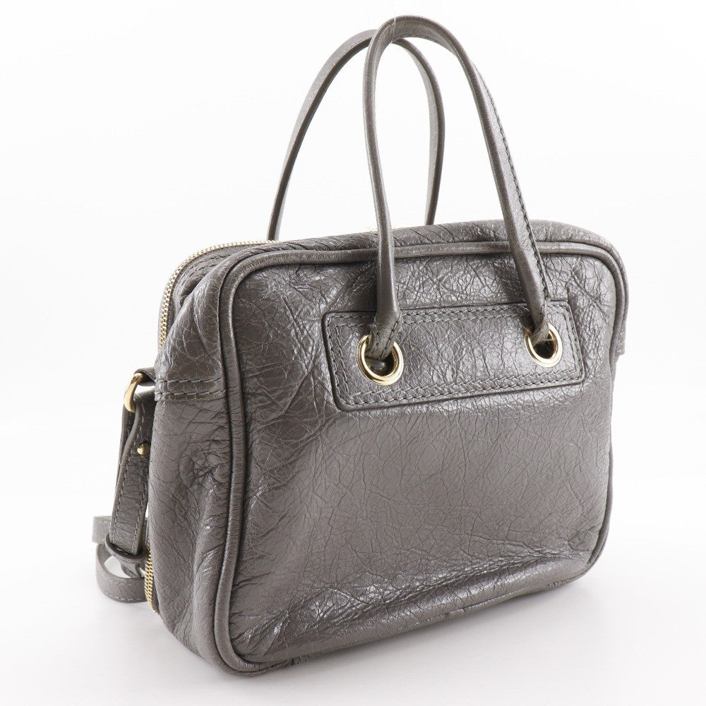 Balenciaga Blanket Square Bag Leather, GRAY, LEATHER, Handbag