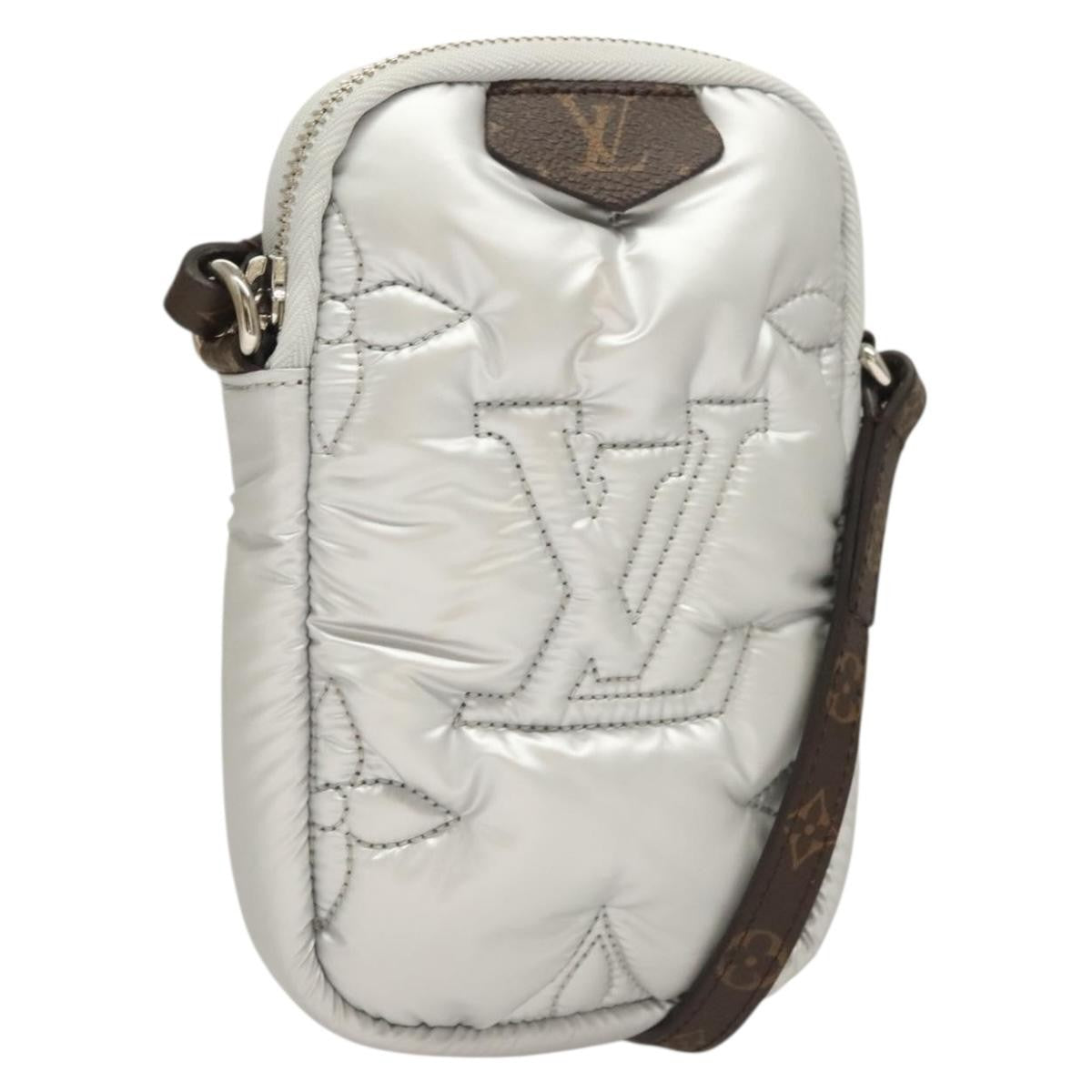 Louis Vuitton Pillow Phone Pouch Monogram Quilted Econyl Nylon, SILVER, CANVAS, Travel bag