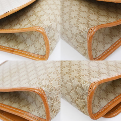 Celine Macadam Shoulder Bag Leather, BROWN, LEATHER, Shoulder bag