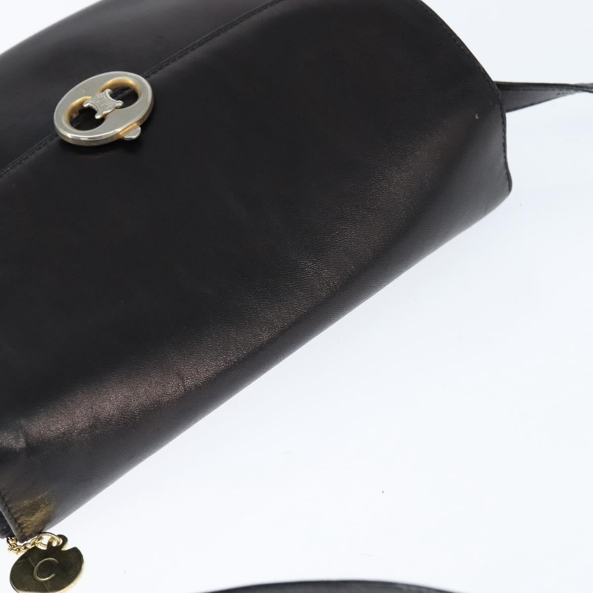 Celine Shoulder Bag Leather, BLACK, LEATHER, Shoulder bag