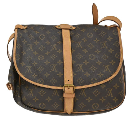Louis Vuitton Saumur Handbag Monogram Canvas, BROWN, CANVAS, Shoulder bag