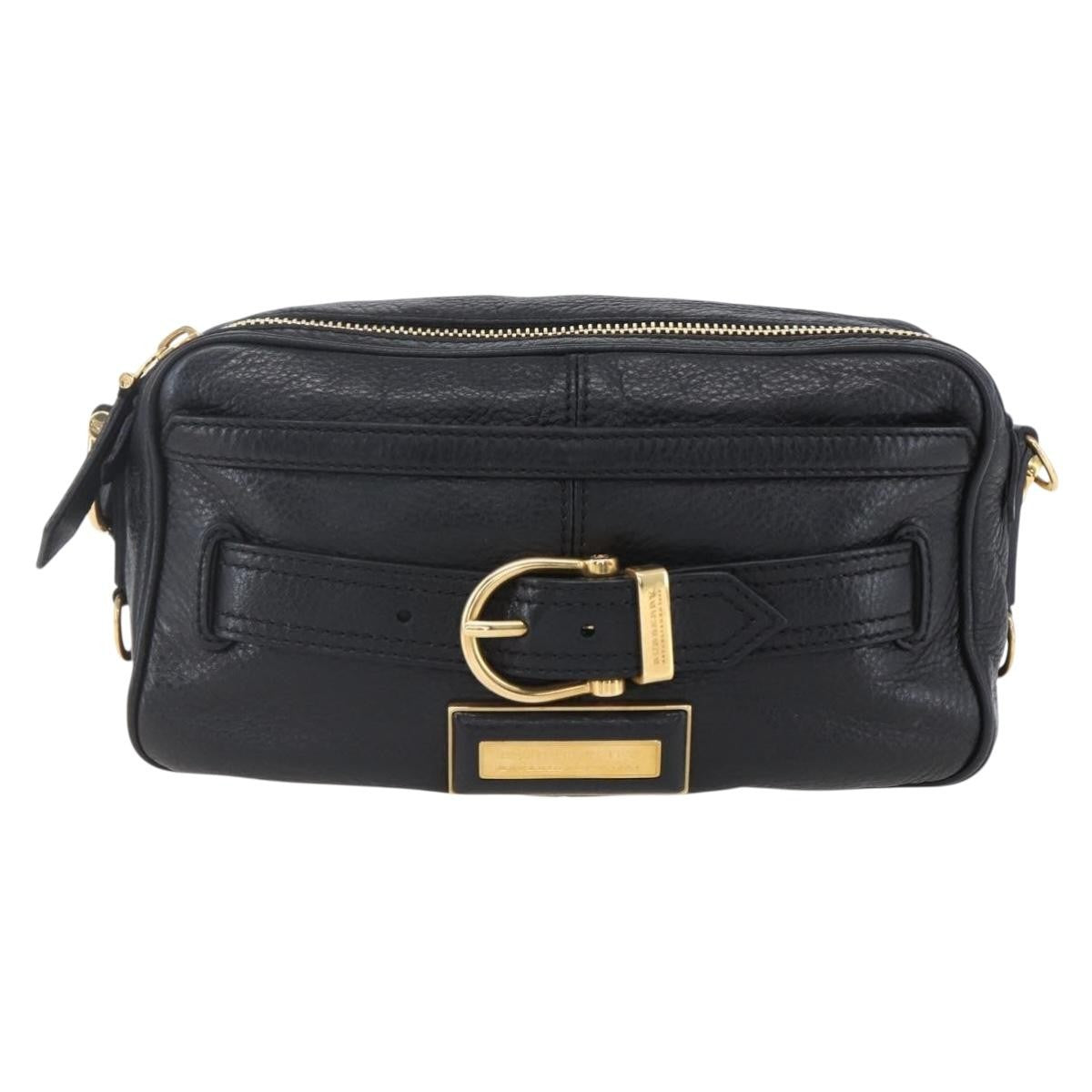 Burberry Vintage Shoulder Bag Leather, BLACK, LEATHER, Shoulder bag