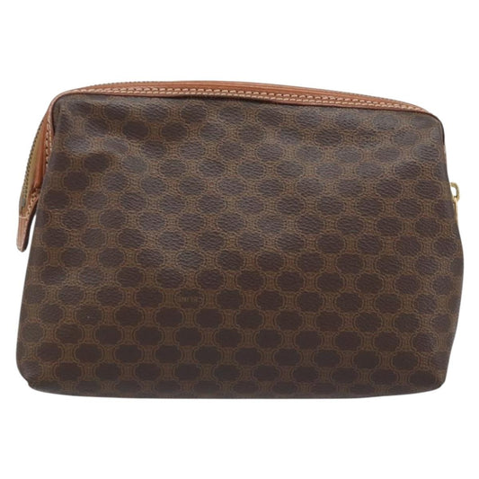 Celine Macadam Pochette Canvas and Leather, Brown, Canvas, Clutch