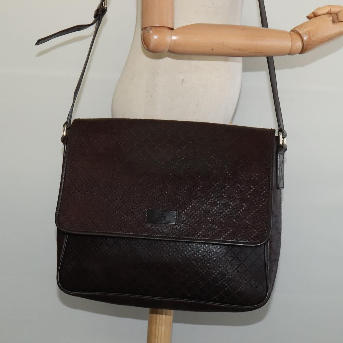 Gucci Lux Flap Messenger Bag Diamante Leather, BROWN, LEATHER, Crossbody bag