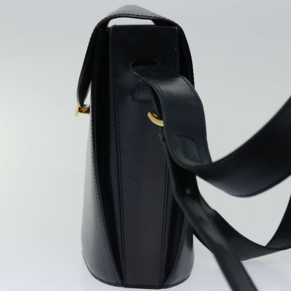 Celine Vintage Circle Logo Crossbody Bag Leather, NAVY, LEATHER, Crossbody bag