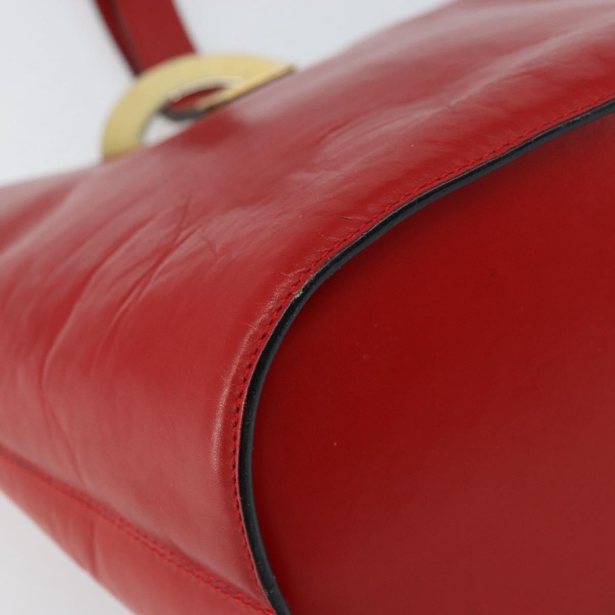 Celine Circle Logo Shoulder Bag Leather, RED, LEATHER, Shoulder bag