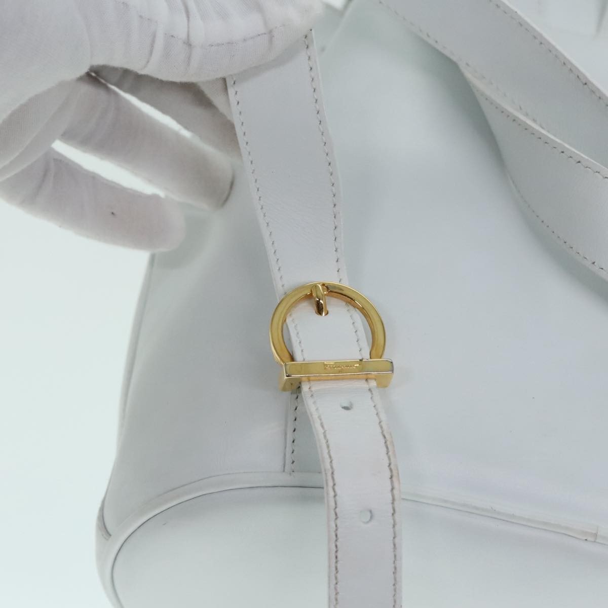 Salvatore Ferragamo Gancini Backpack Leather, WHITE, LEATHER, Backpack