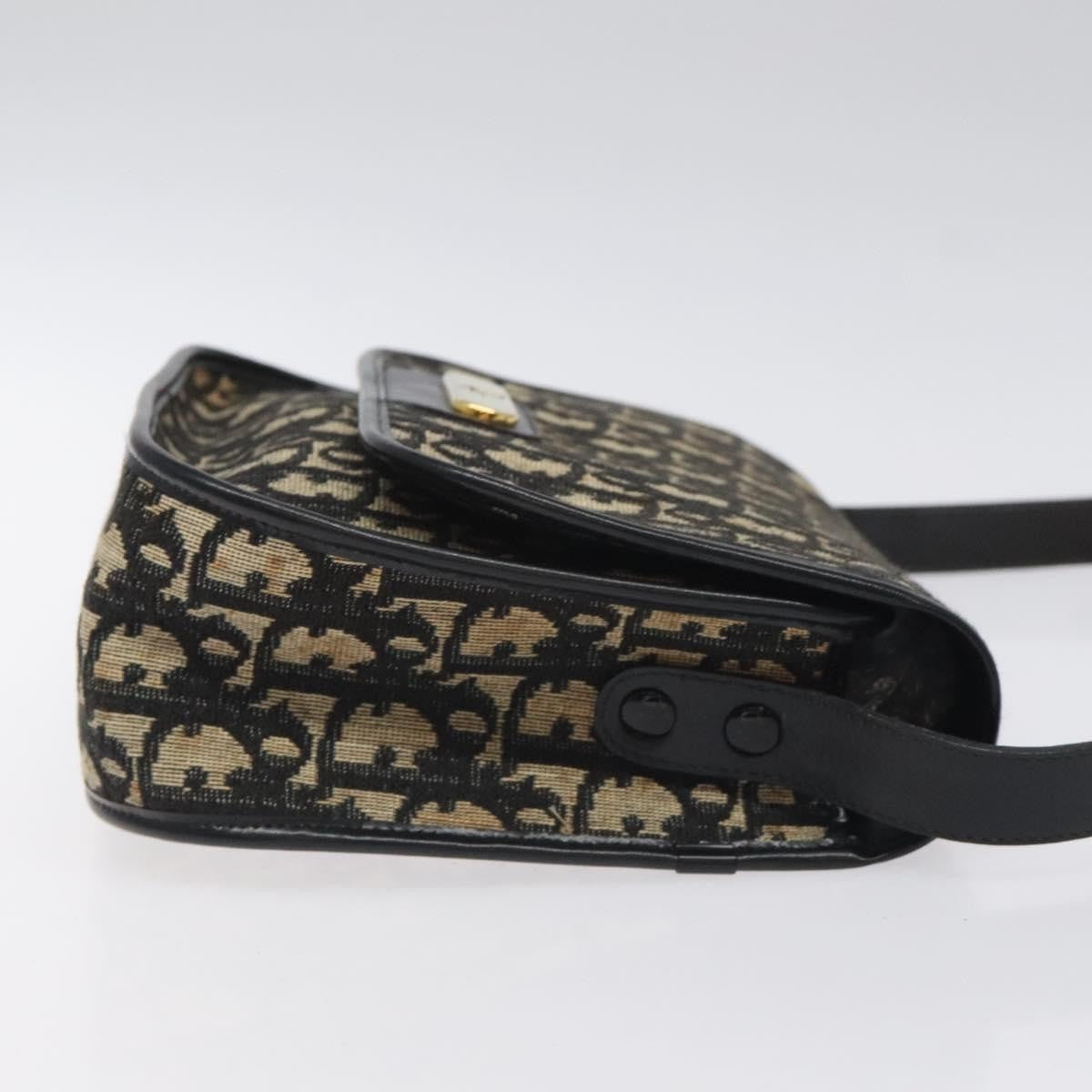 Christian Dior Vintage Flap Crossbody Bag Canvas, BLACK, CANVAS, Shoulder bag