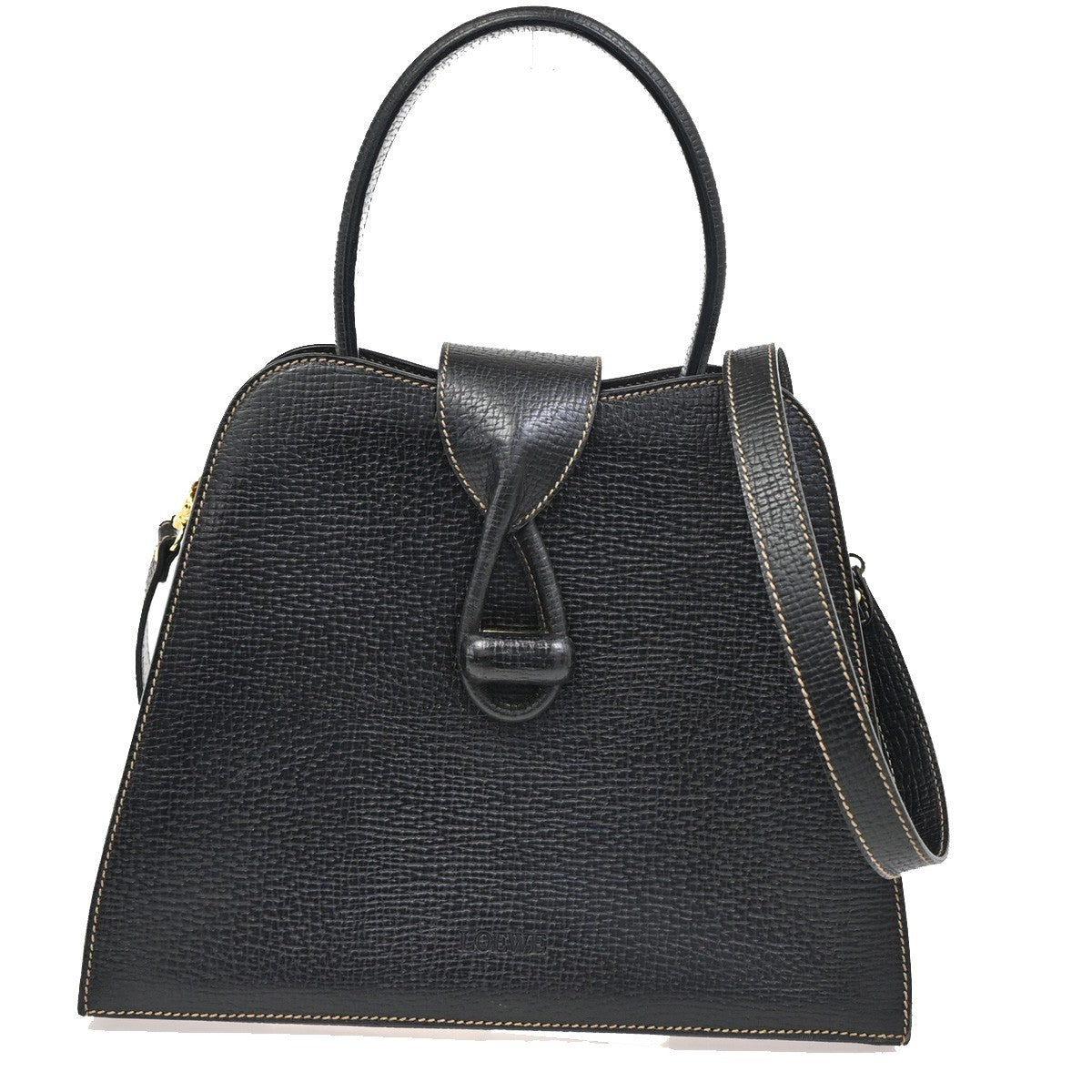 Loewe Turn Lock Leather, BLACK, LEATHER, Handbag