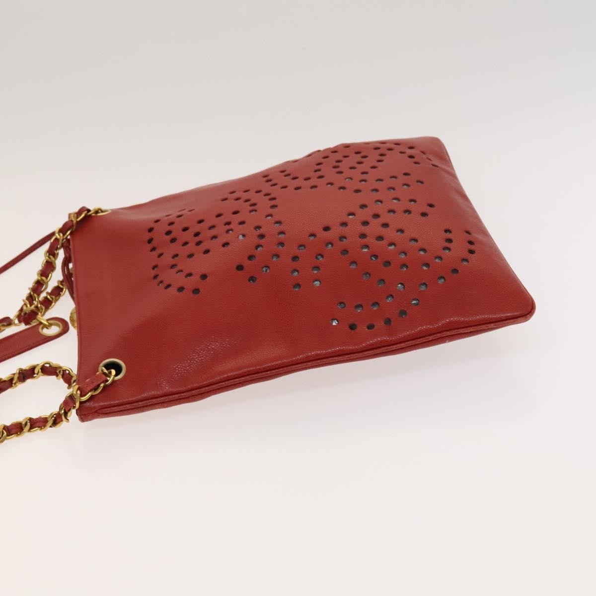 Chanel Triple CC Chain Shoulder Bag Caviar Leather, RED, LEATHER, Shoulder bag