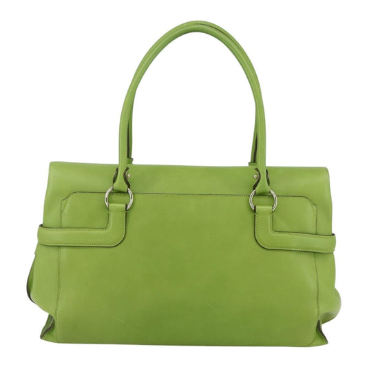 Salvatore Ferragamo Virna Satchel Leather, GREEN, LEATHER, Handbag