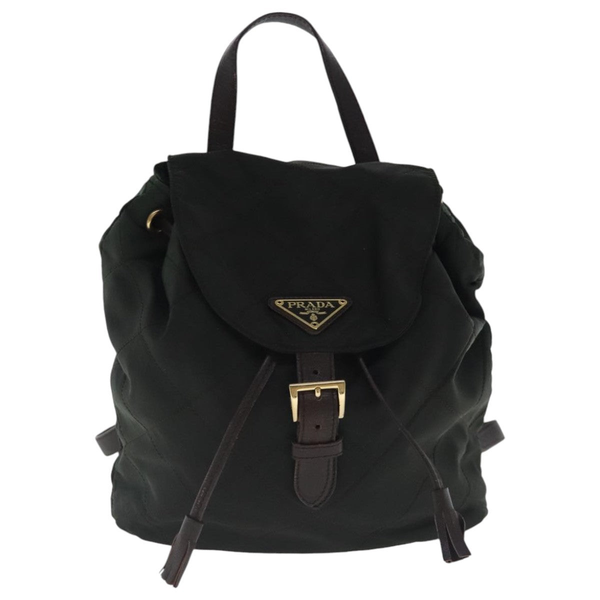 Prada Buckle Backpack Quilted Tessuto, GREEN, NYLON, Backpack