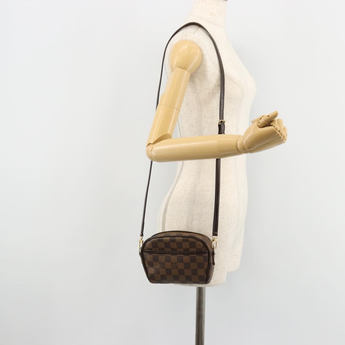 Louis Vuitton Ipanema Pochette Damier, Brown, Canvas, Clutch