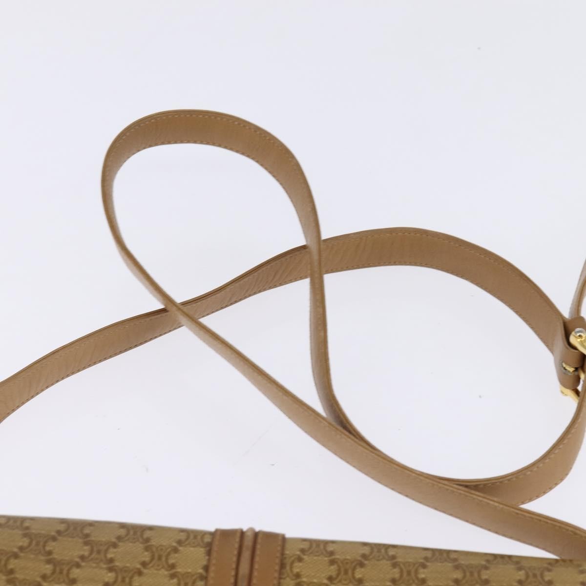 Celine Vintage Macadam Shoulder Bag Canvas and Leather, BEIGE, CANVAS, Shoulder bag