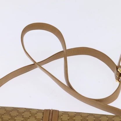 Celine Vintage Macadam Shoulder Bag Canvas and Leather, BEIGE, CANVAS, Shoulder bag