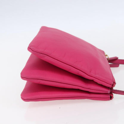 Celine Trio Crossbody Bag Leather, PINK, LEATHER, Shoulder bag