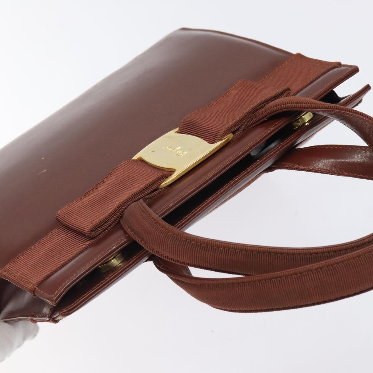 Salvatore Ferragamo Convertible Vara Bow Tote Leather, BROWN, LEATHER, Handbag