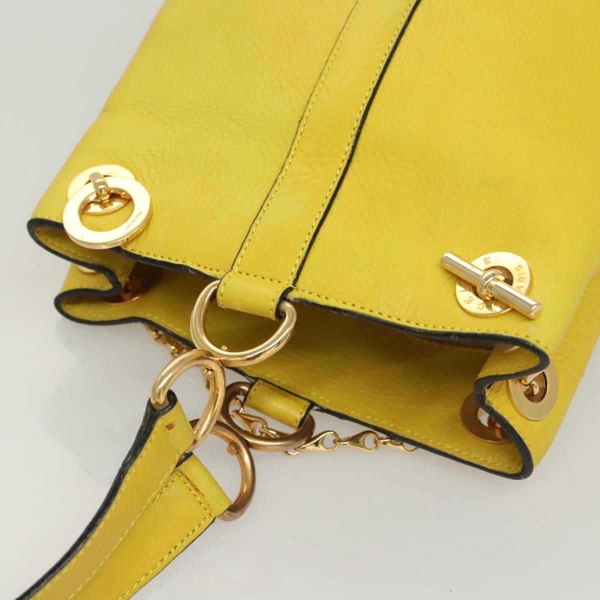 Celine Shoulder Bag Leather, YELLOW, LEATHER, Shoulder bag