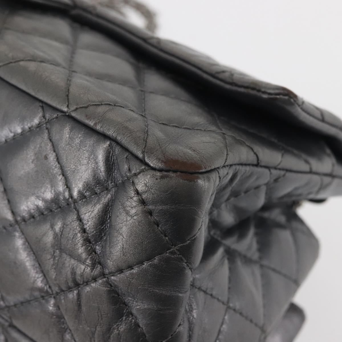 Chanel Reissue 2.55 Double Compartment Flap Bag Quilted Aged Calfskin, SILVER, LEATHER, Handbag