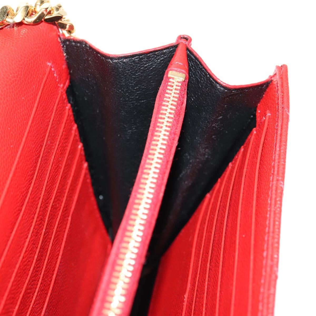 Saint Laurent Cassandra Wallet on Strap leather, RED, LEATHER, Shoulder bag