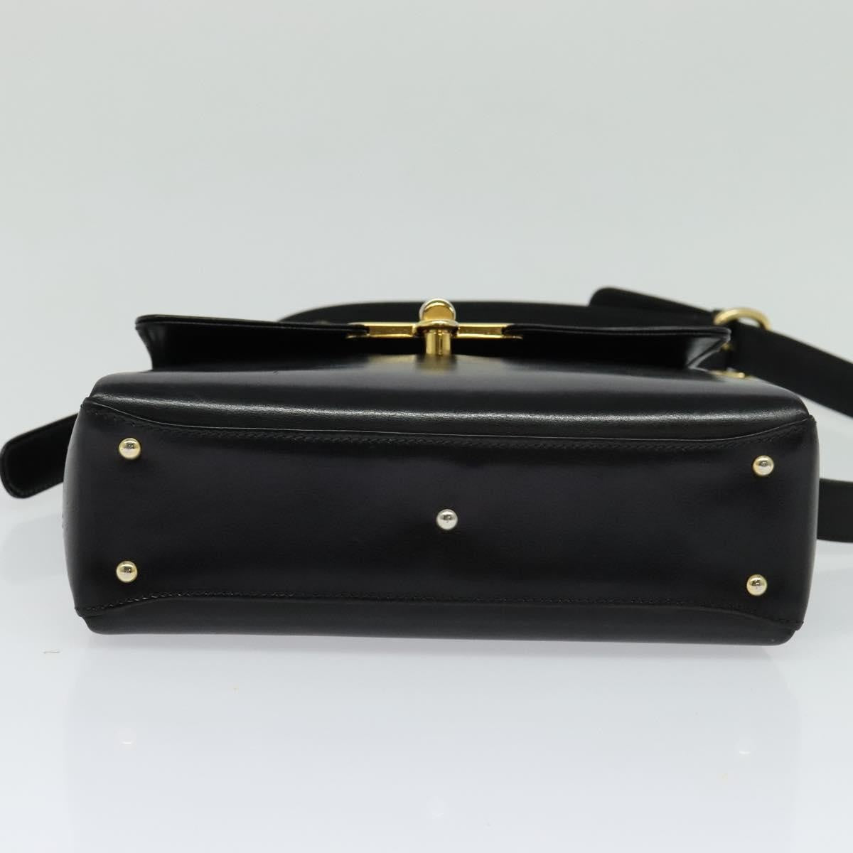 Gucci Vintage Turnlock Top Handle Bag Leather, BLACK, LEATHER, Shoulder bag