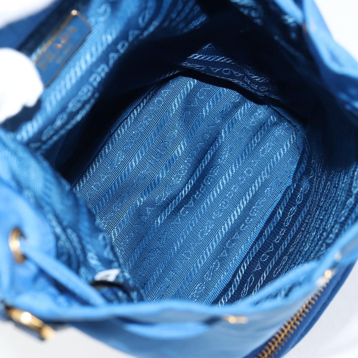 Prada Drawstring Bucket Bag Tessuto, BLUE, NYLON, Handbag