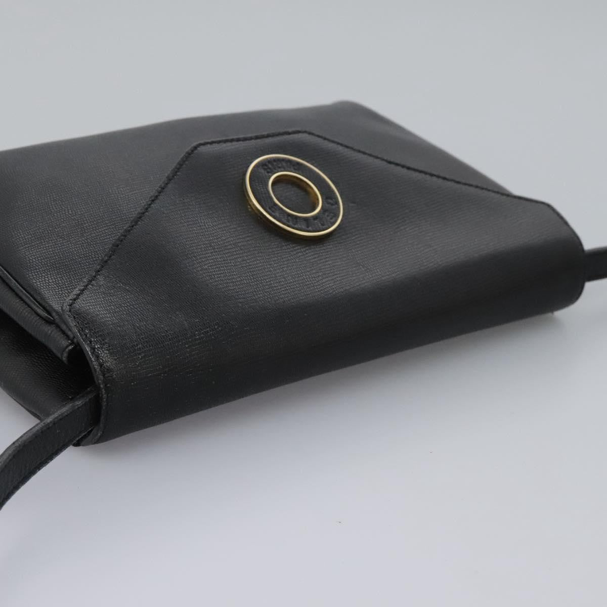 Celine Vintage Circle Logo Crossbody Bag Leather, BLACK, LEATHER, Crossbody bag