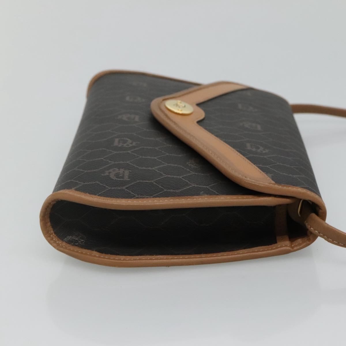 Christian Dior Vintage Honeycomb Flap Crossbody Bag Canvas and Leather, BLACK, CANVAS, Crossbody bag