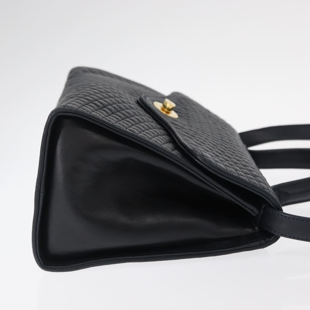 Bally Vintage Handbag Quilted Leather, NAVY, LEATHER, Handbag