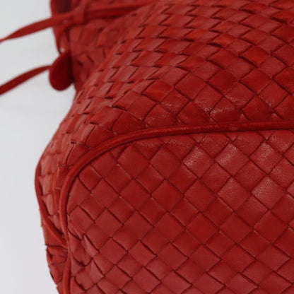 Bottega Veneta Drawstring Tassel Bucket Bag Intrecciato Nappa, RED, LEATHER, Shoulder bag