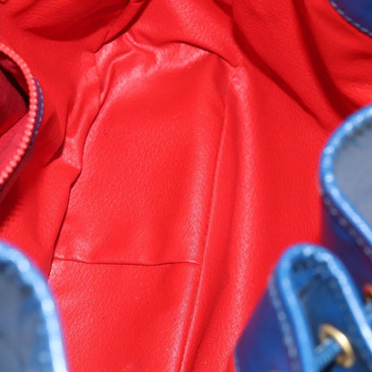 Celine Circle logo Leather, BLUE, LEATHER, Shoulder bag