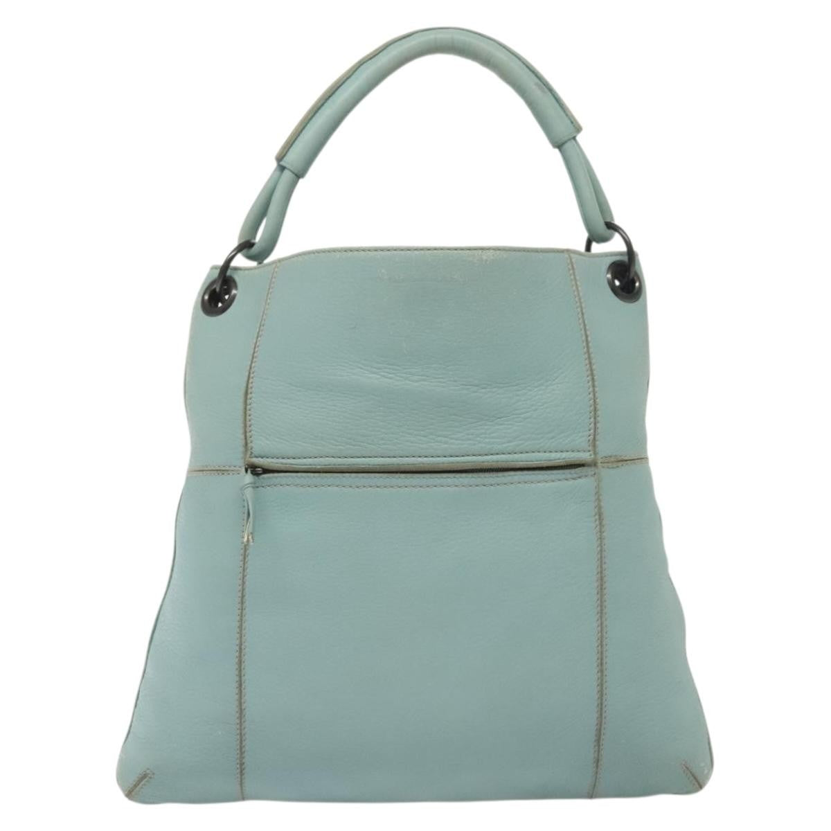 Bottega Veneta Front Zip Hobo Leather, BLUE, LEATHER, Handbag