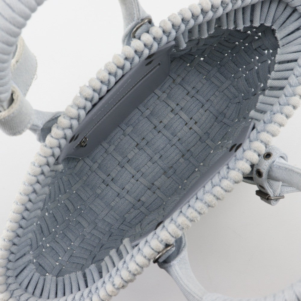 Balenciaga Bistro Panier Bag Woven Denim, BLUE, DENIM_JEANS, Handbag