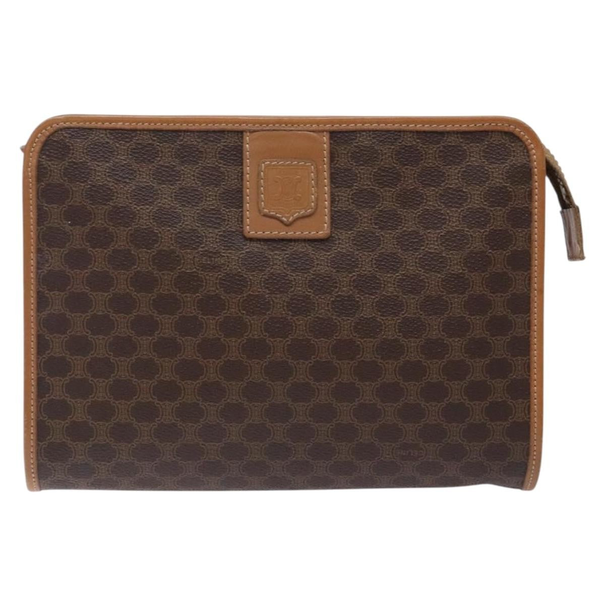Celine Macadam Pochette Classic, BROWN, LEATHER, Clutche & pouche
