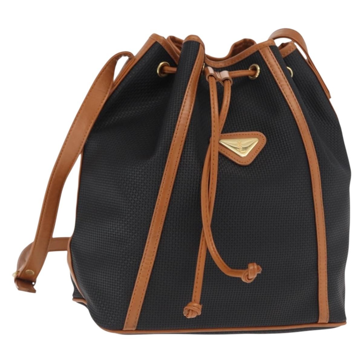 Saint Laurent Vintage Shoulder Bag Canvas, BLACK, CANVAS, Shoulder bag