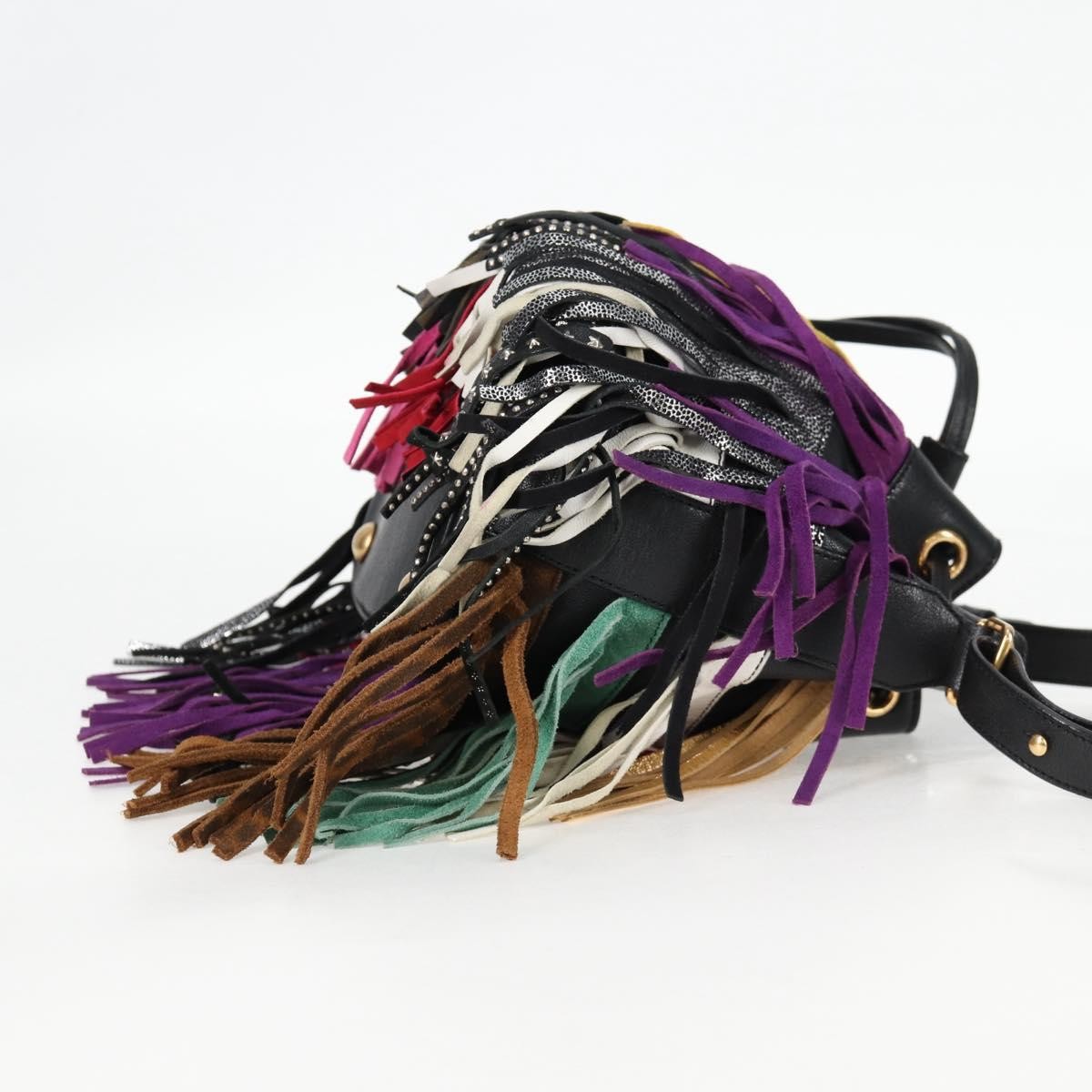 Saint Laurent Fringe Emmanuelle Bucket Bag Multicolor Leather, MULTICOLOUR, LEATHER, Shoulder bag