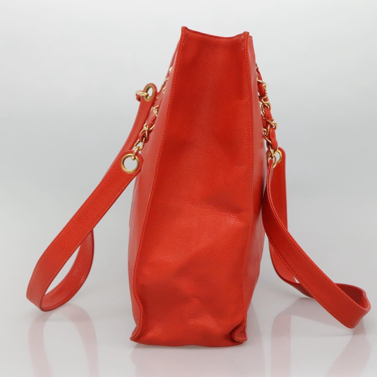 Chanel Grand Shopping Tote Quilted Calfskin, ORANGE, LEATHER, Tote bag