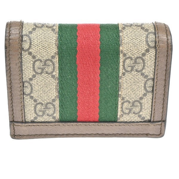 Gucci Ophidia Flap Card Case GG Coated Canvas, BROWN, CANVAS, Wallets