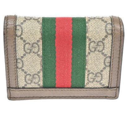 Gucci Ophidia Flap Card Case GG Coated Canvas, BROWN, CANVAS, Wallets
