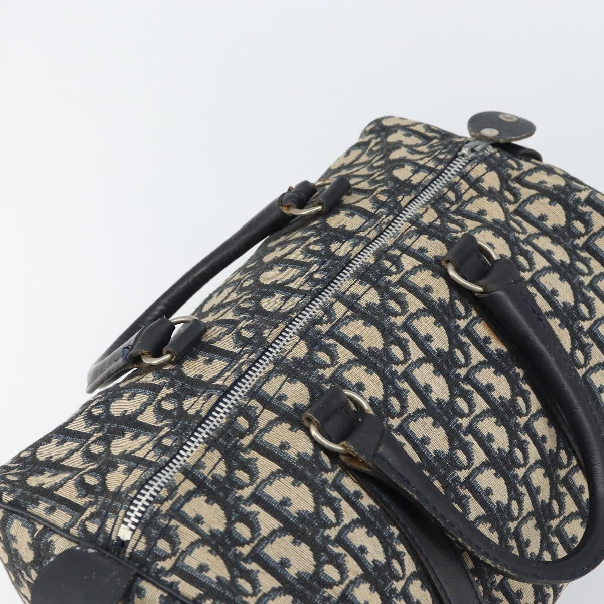 Christian Dior Vintage Trotter Boston Bag Diorissimo Canvas, NAVY, CANVAS, Handbag