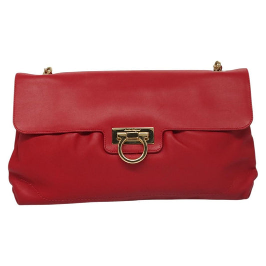 Salvatore Ferragamo Gancini Chain Shoulder bag Leather, RED, LEATHER, Shoulder bag