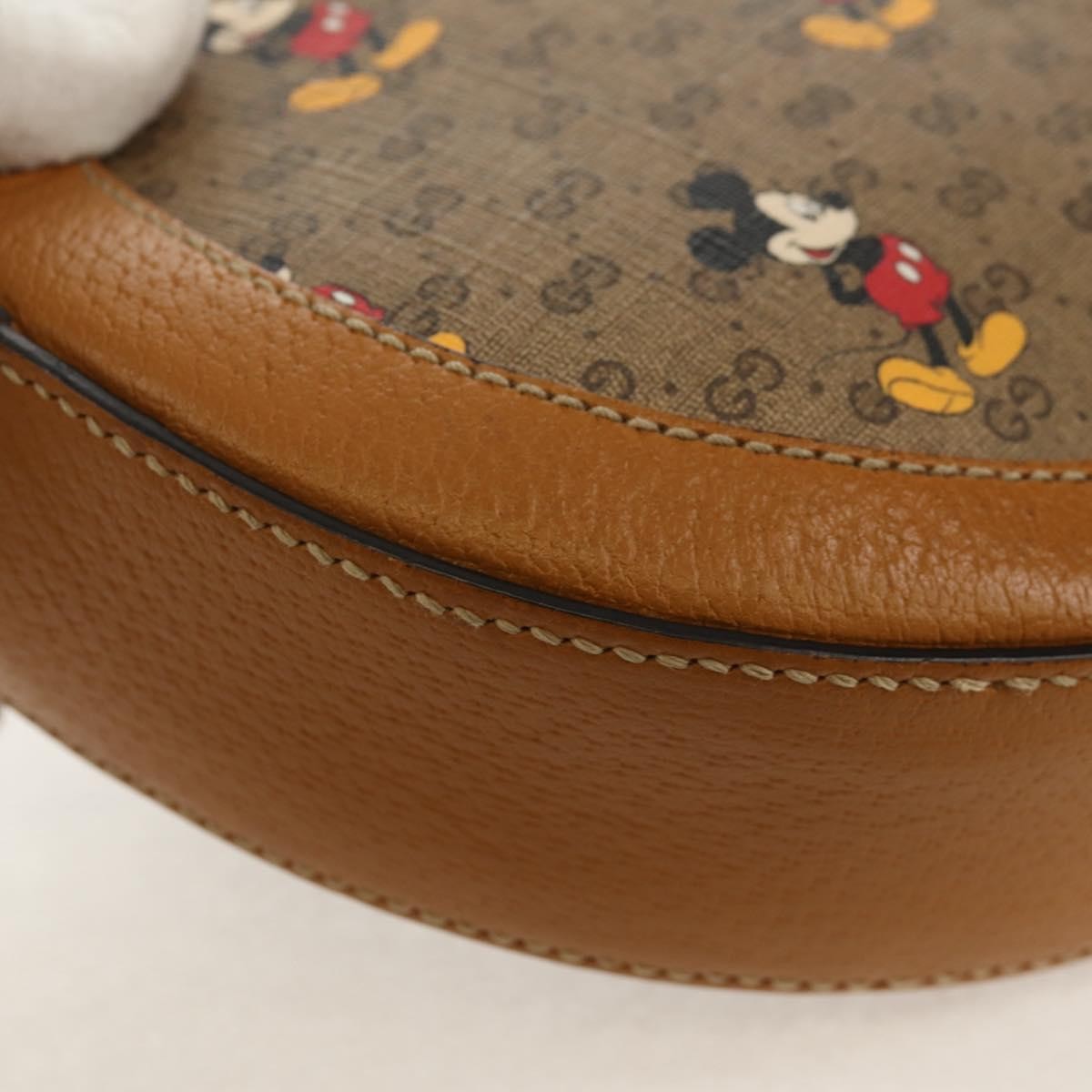 Gucci Disney Mickey Mouse Round Shoulder Bag Printed Mini GG Coated Canvas, BEIGE, CANVAS, Shoulder bag