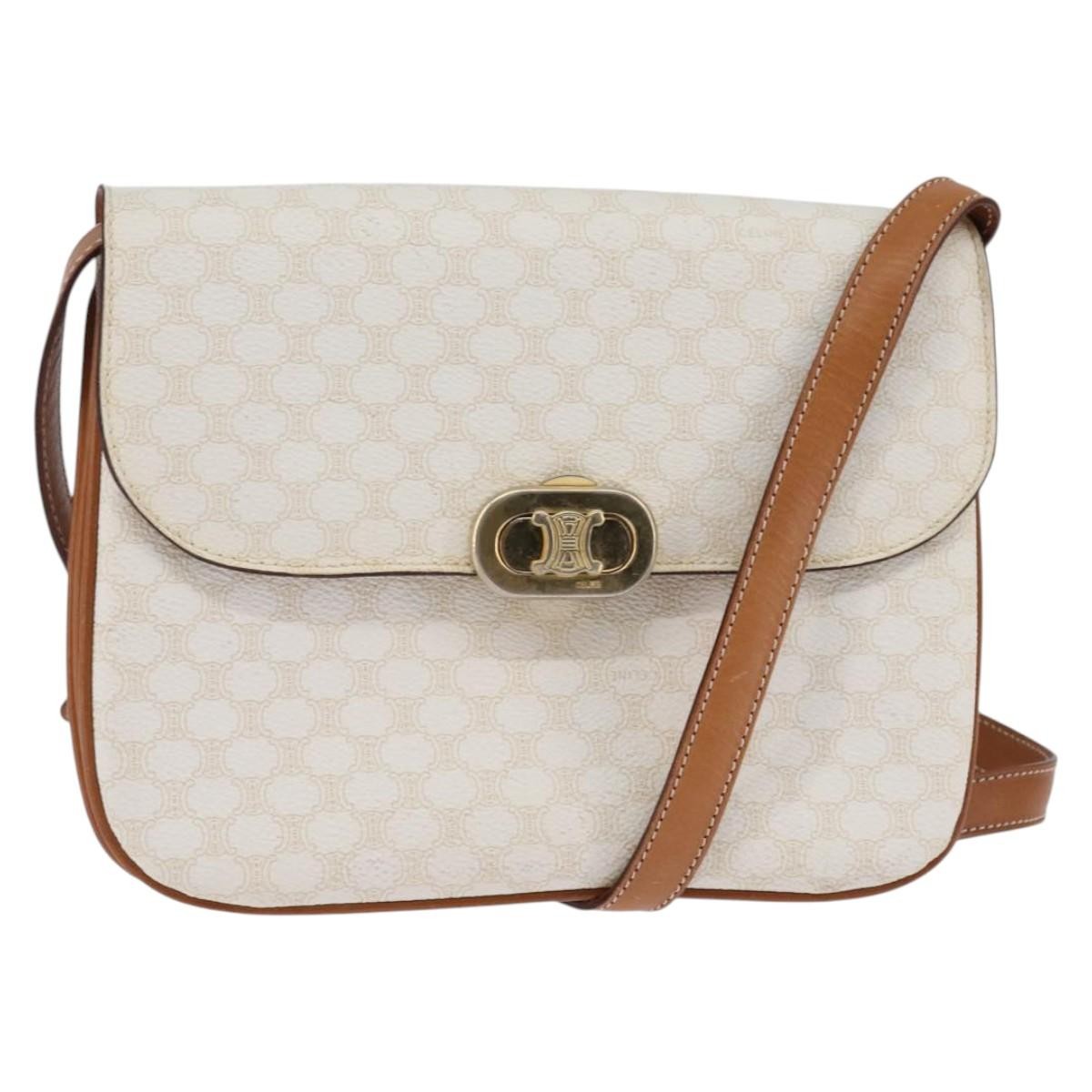 Celine Macadam Shoulder Bag PVC Leather, WHITE, CANVAS, Shoulder bag