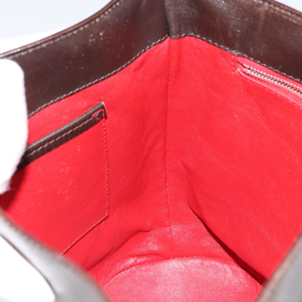 Celine Circle logo Leather, BROWN, LEATHER, Shoulder bag