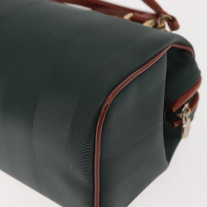 Fendi Vintage Pequin Convertible Boston Bag Coated Canvas, GREEN, CANVAS, Handbag