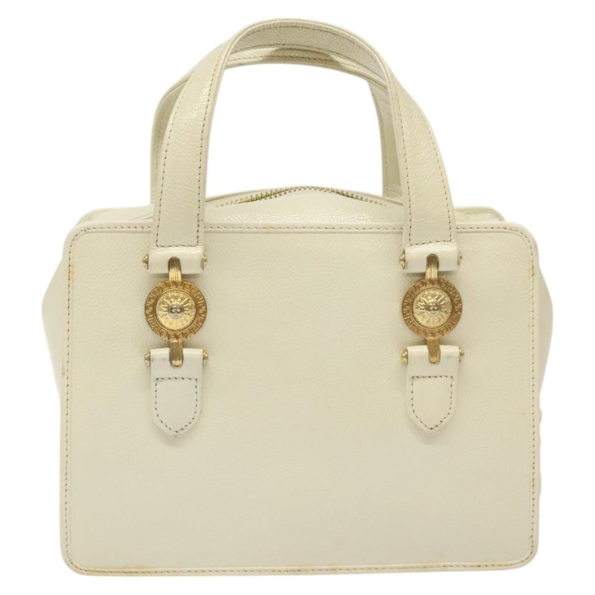 Versace Vintage Handbag Leather, WHITE, LEATHER, Handbag