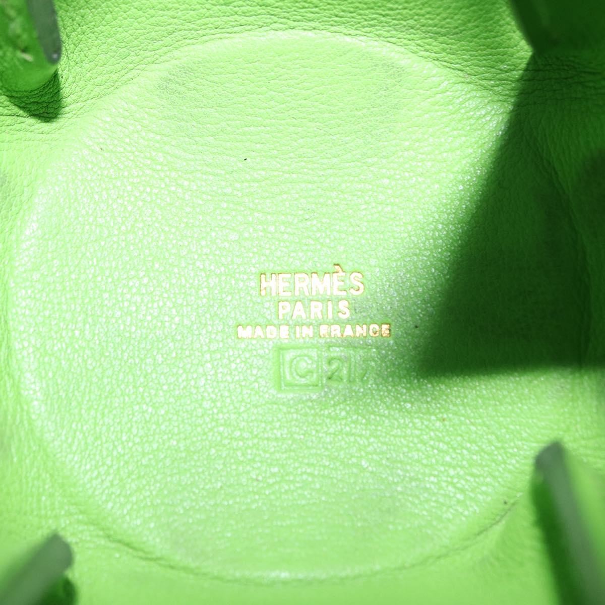 Hermes Vespa Pouch Leather, GREEN, LEATHER, Clutche & pouche