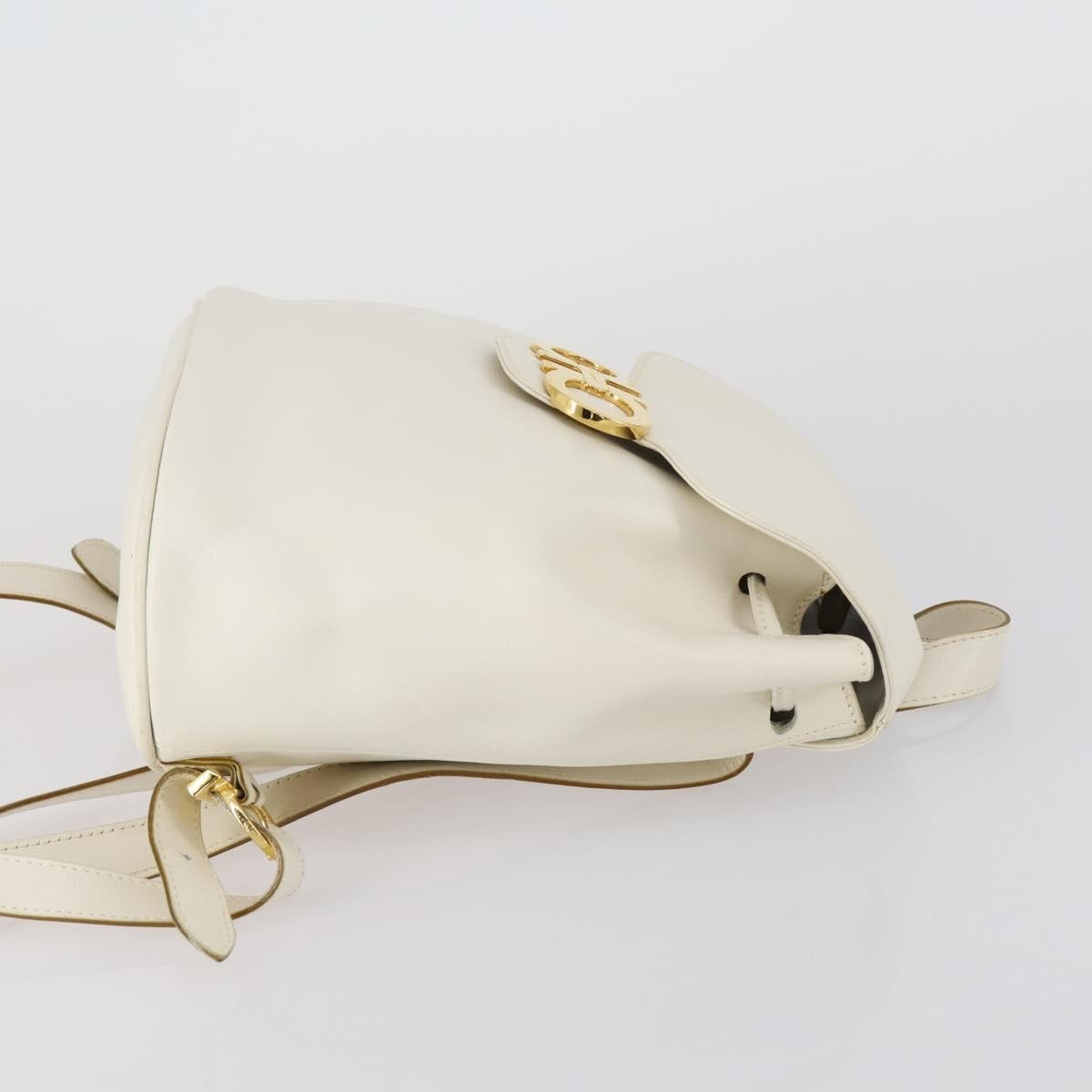 Salvatore Ferragamo Gancini Backpack Leather, WHITE, LEATHER, Backpack