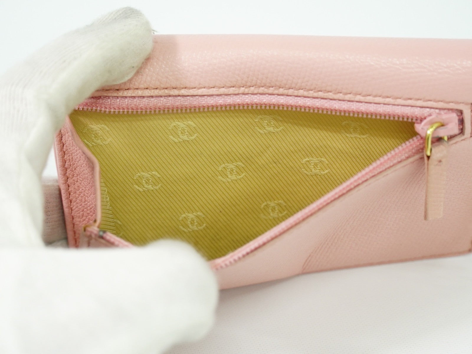 Chanel Coco bouton wallet Leather, PINK, LEATHER, Wallets